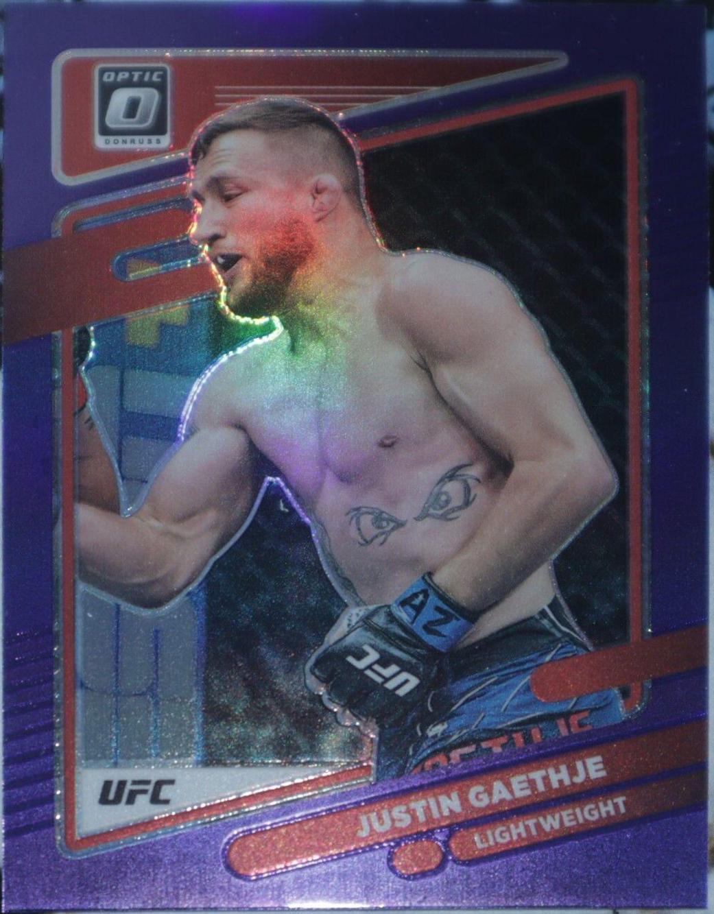 Justin Gaethje 2022 Panini Donruss Optic UFC Base #98 Purple