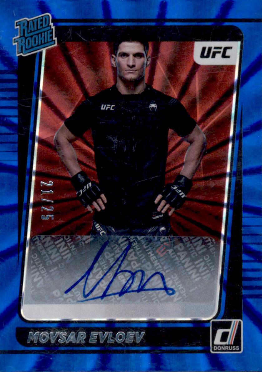 Movsar Evloev 2022 Panini Donruss UFC Rated Rookies Signatures #218 Blue