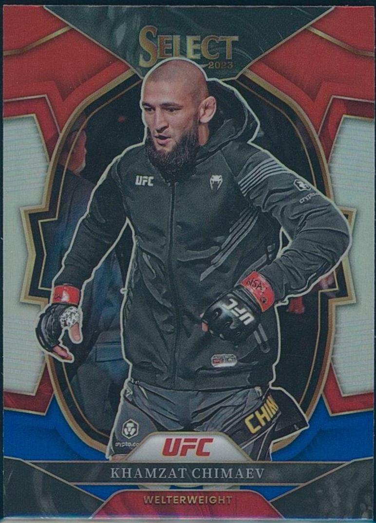 Khamzat Chimaev 2023 Panini Select UFC Concourse #55 Red Blue Prizm