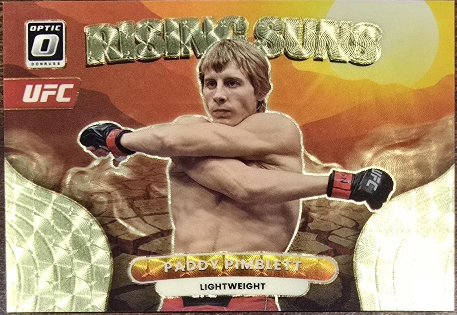 Paddy Pimblett 2023 Panini Donruss Optic UFC Rising Suns #6 Gold Vinyl