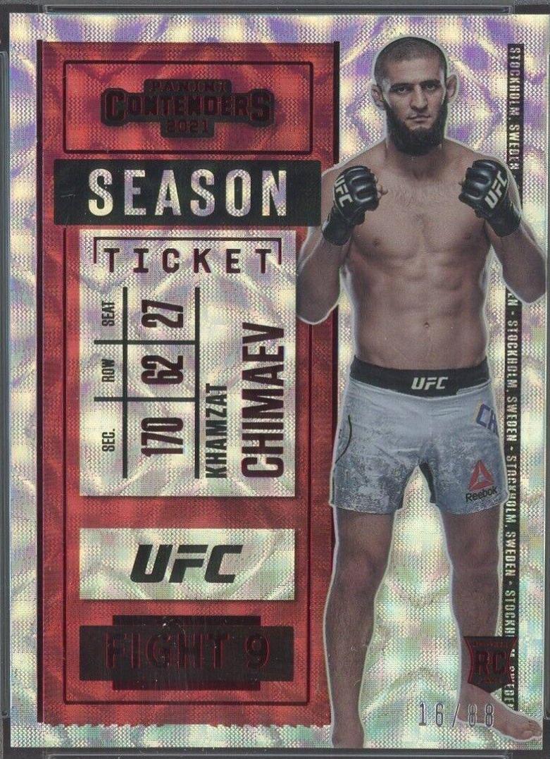Khamzat Chimaev 2021 Panini Chronicles UFC Base Contenders Season Ticket #3 Asia Red