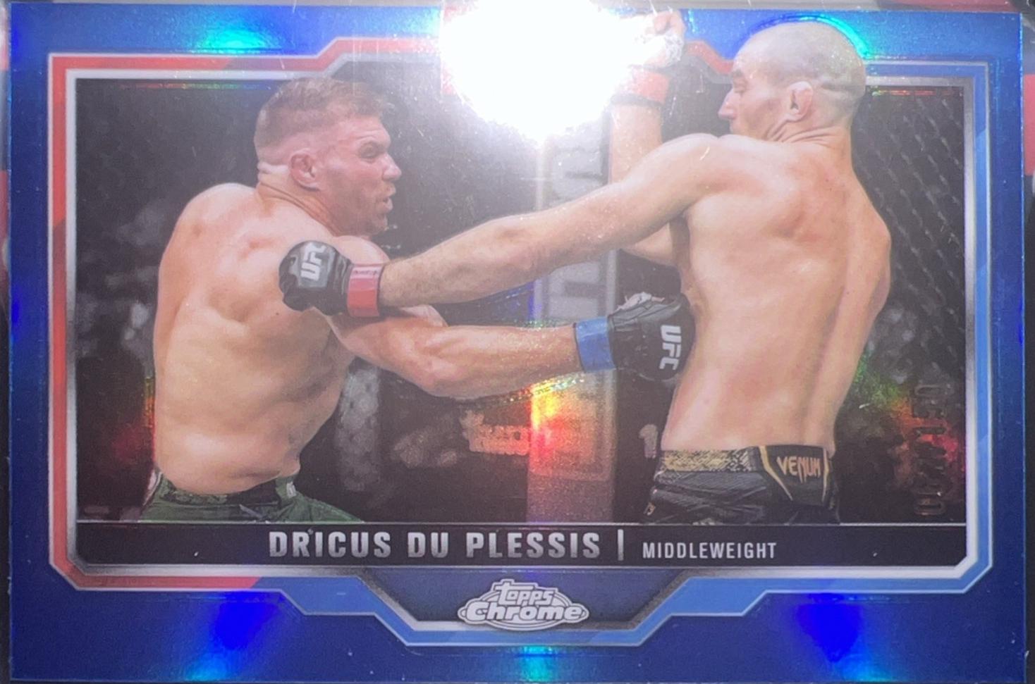 Dricus Du Plessis 2025 Topps Chrome UFC Base #137 Blue Refractor