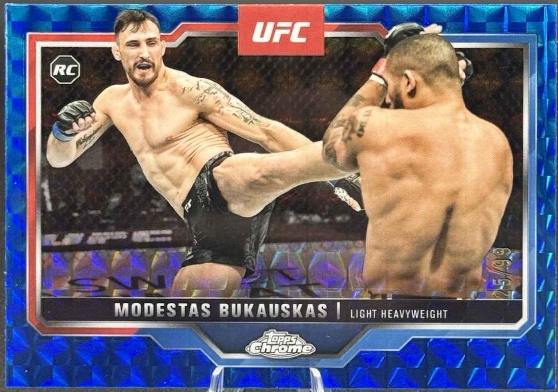 Modestas Bukauskas 2025 Topps Chrome UFC Base #8 Blue Geometric Refractor