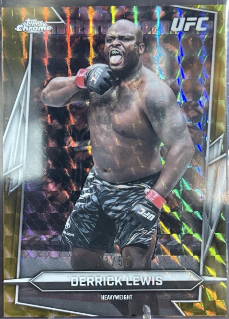 Derrick Lewis 2026 Topps Chrome UFC Base #82 Gold Geometric Refractor