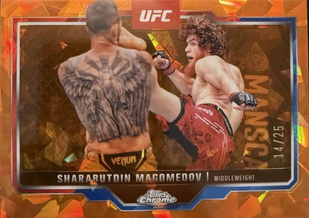 Shara Magomedov 2025 Topps Chrome Sapphire UFC Base Sapphire #12 Orange Sapphire