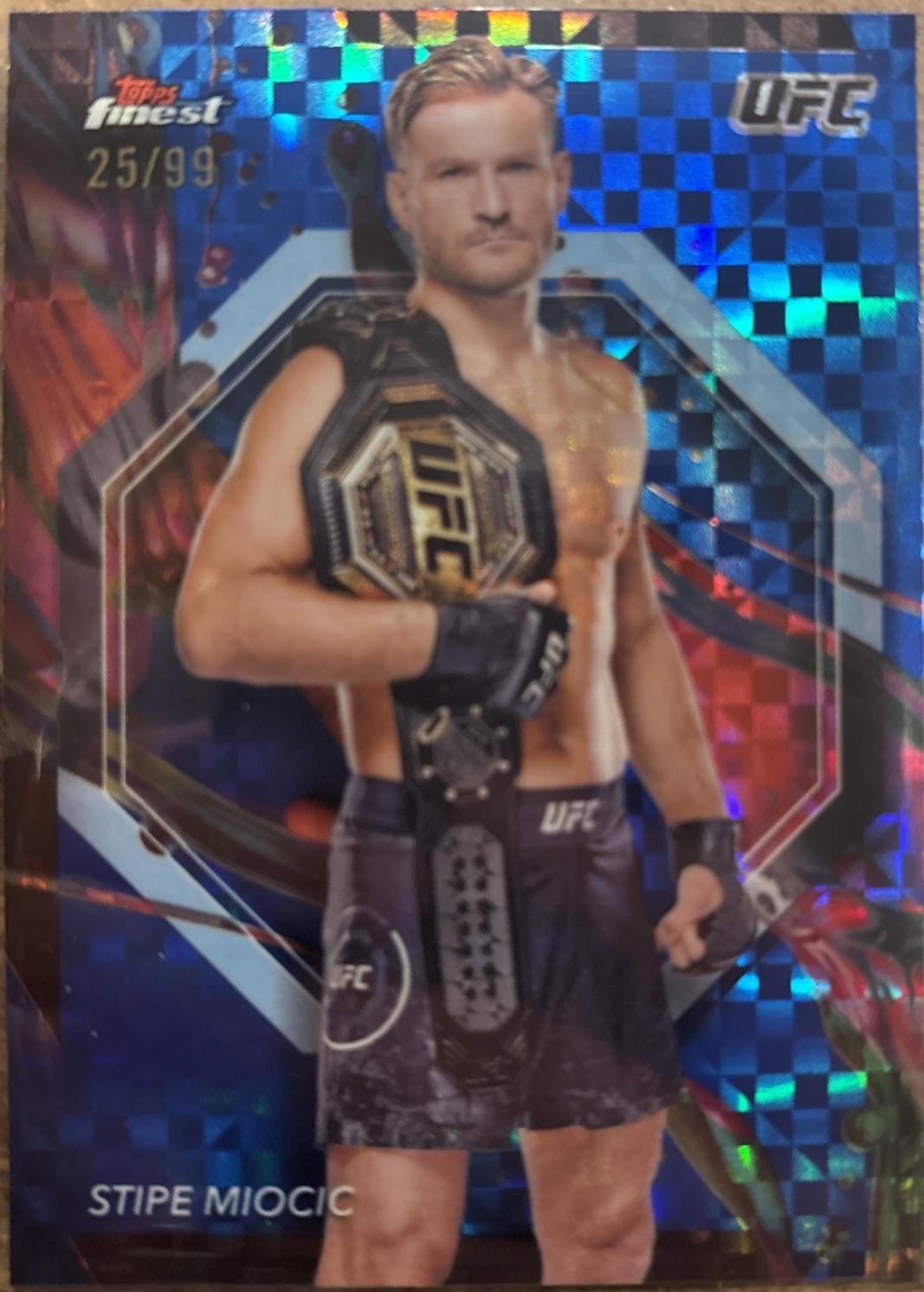 Stipe Miocic 2024 Topps Finest UFC Base Common #7 Blue Checkerboard Refractor