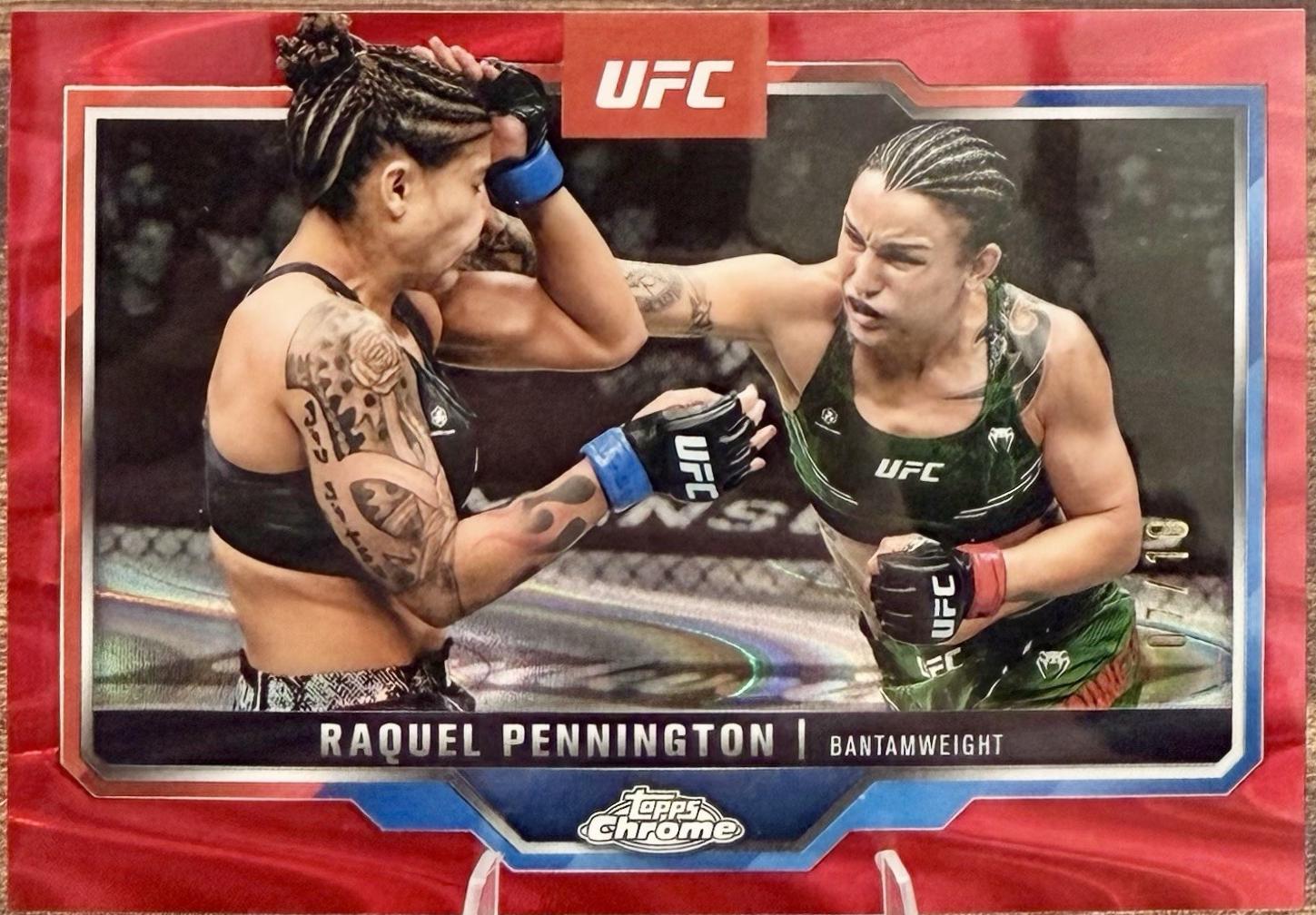 Raquel Pennington 2025 Topps Chrome UFC Base #156 Black Refractor