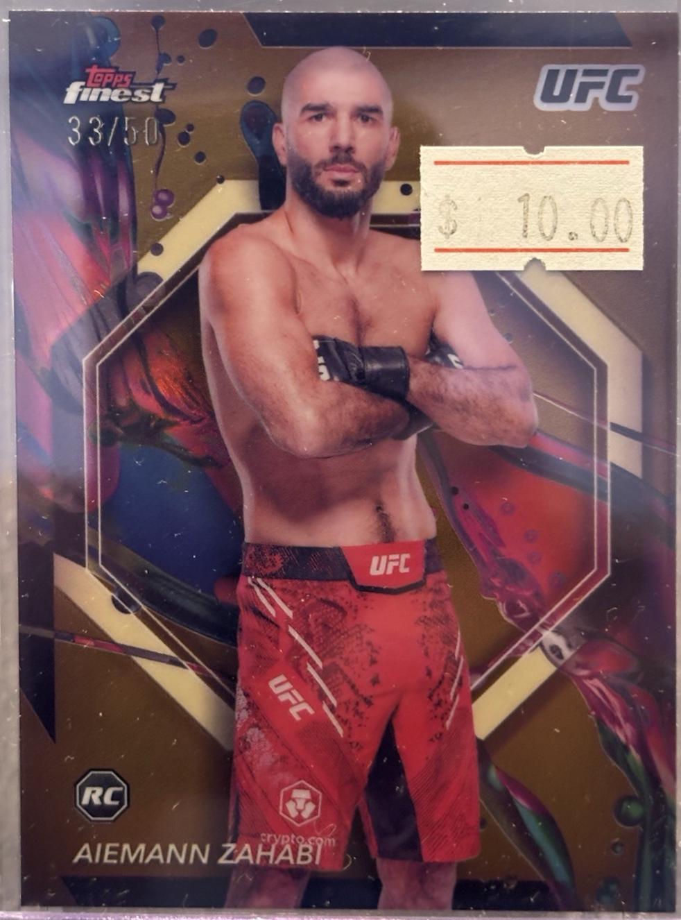 Aiemann Zahabi 2024 Topps Finest UFC Base Common #77 Gold Refractor
