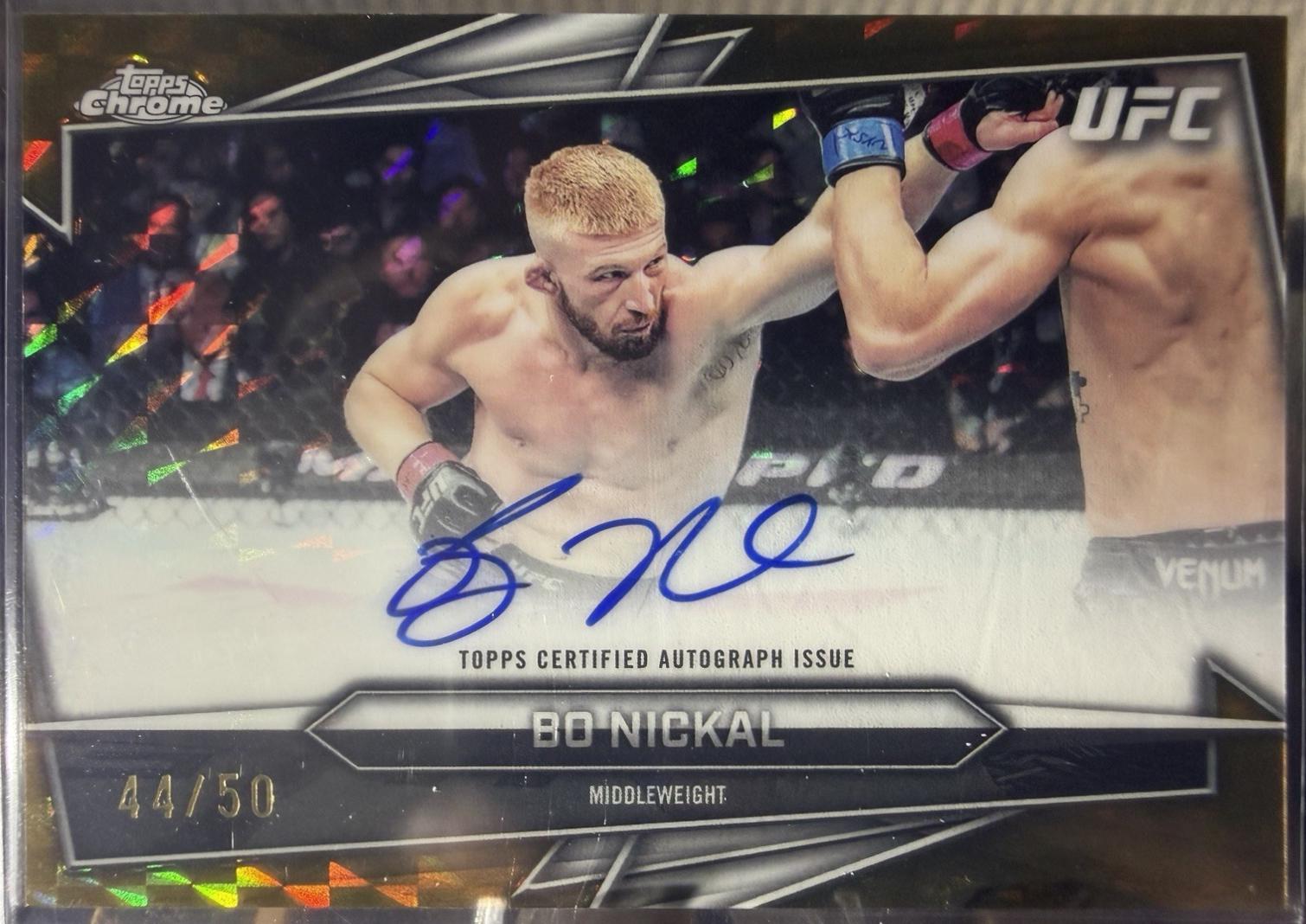 Bo Nickal 2026 Topps Chrome UFC Base Autographs #BAV-BN Gold Geometric Refractor