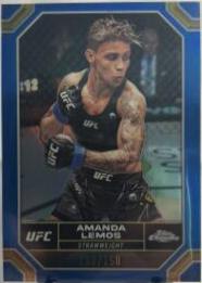 Amanda Lemos 2024 Topps Chrome UFC Base #14 Blue Refractor