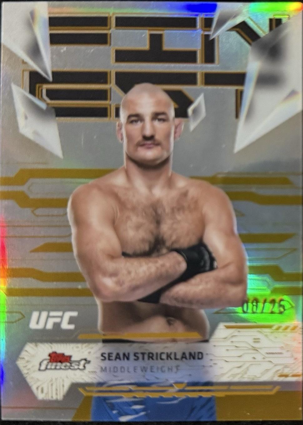 Sean Strickland 2025 Topps Finest UFC Base Uncommon #196 Gold Refractor