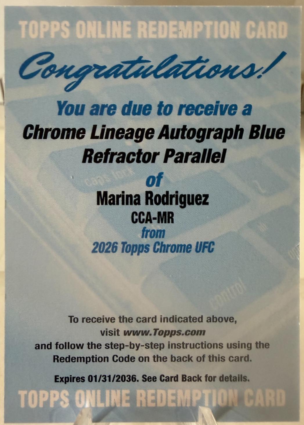Marina Rodriguez 2026 Topps Chrome UFC Chrome Lineage Autographs #CCA-MR Blue Refractor