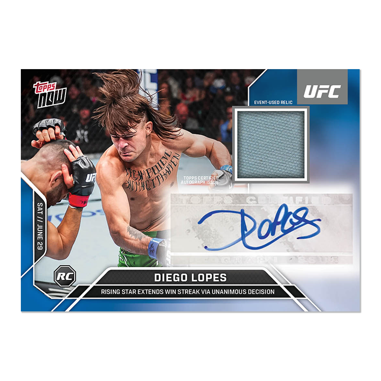 Diego Lopes Topps Now UFC Sticker Autograph Relics #13B Blue