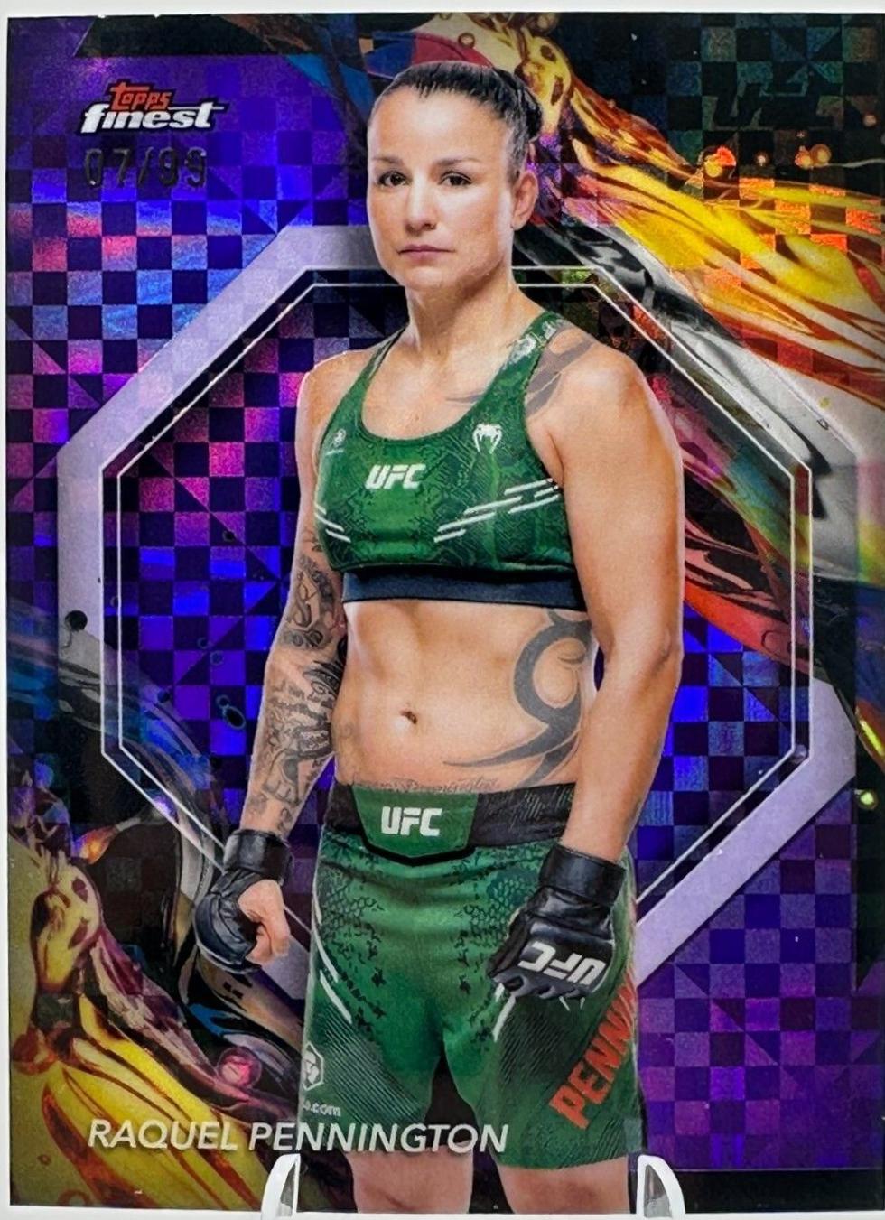 Raquel Pennington 2024 Topps Finest UFC Base Uncommon #148 Purple Checkerboard Refractor