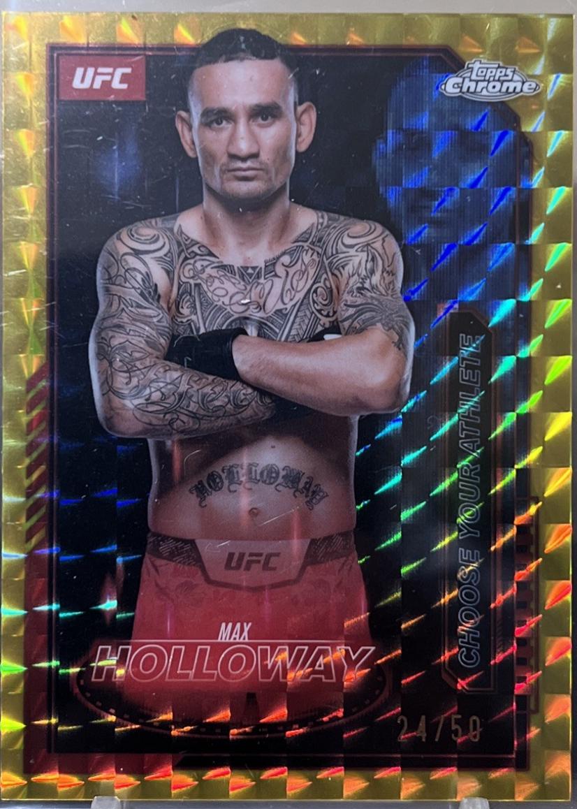 Max Holloway 2025 Topps Chrome UFC Mission Control #MCL-16 Geometric Gold Refractor