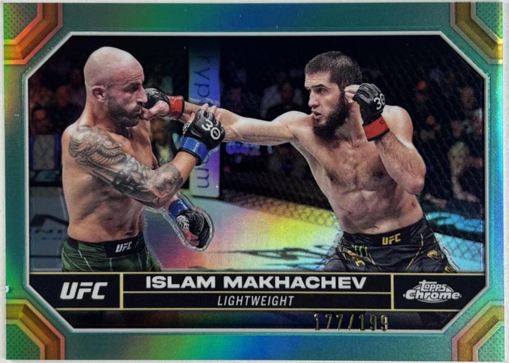 Islam Makhachev 2024 Topps Chrome UFC Base #80 Aqua Refractor