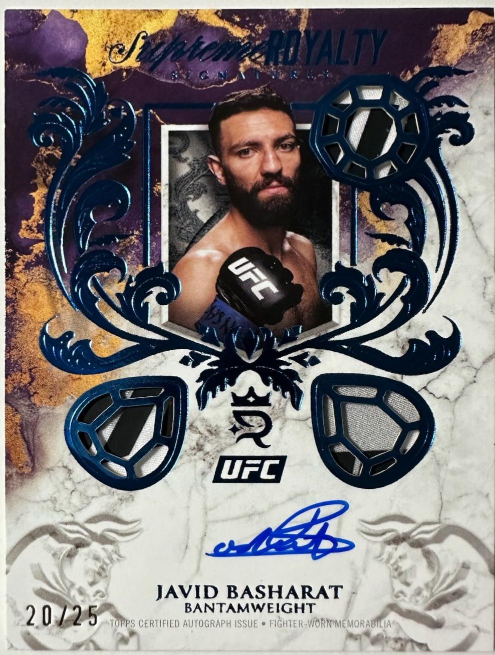 Javid Basharat 2025 Topps Royalty UFC Supreme Royalty Signatures #SUR-JB Gold