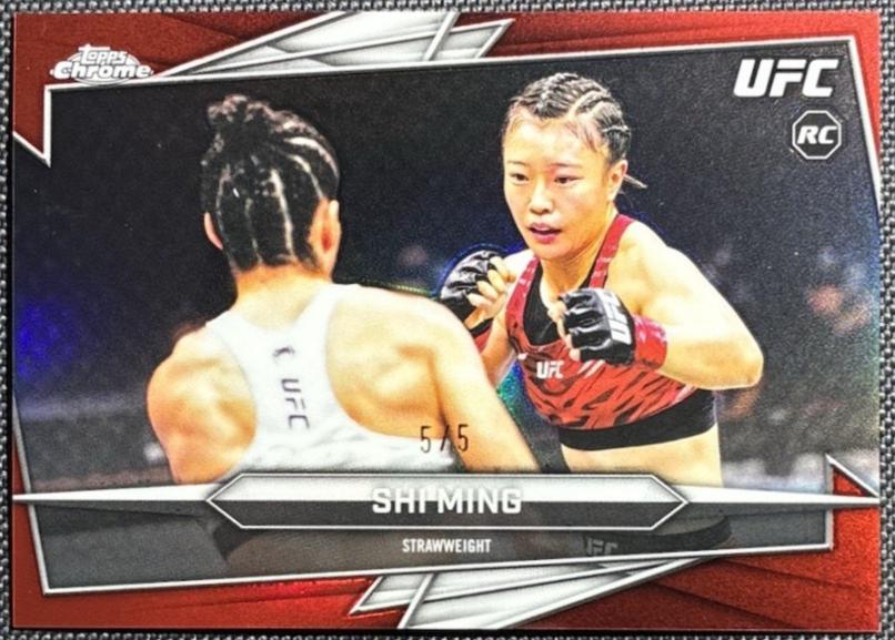 Shi Ming 2026 Topps Chrome UFC Base #129 Red Refractor