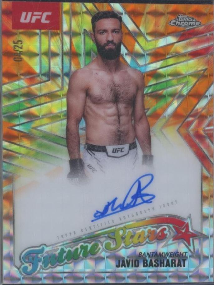 Javid Basharat 2025 Topps Chrome UFC Future Stars Autographs #FSA-JB Geometric Orange Refractor