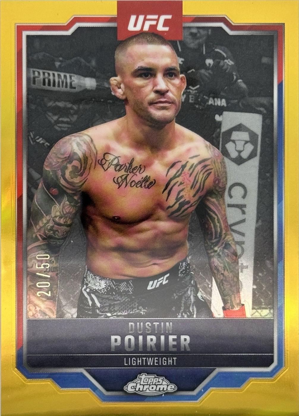 Dustin Poirier 2025 Topps Chrome UFC Base #7 Gold Refractor