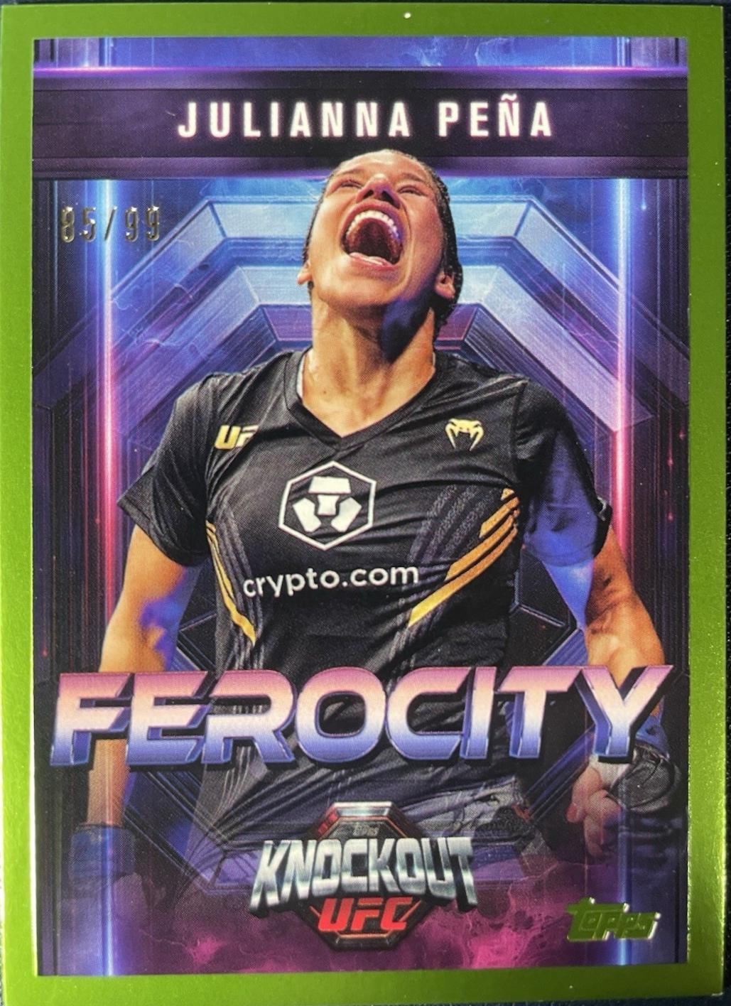 Julianna Peña 2025 Topps Knockout UFC Ferocity #FE-11 Lime Green