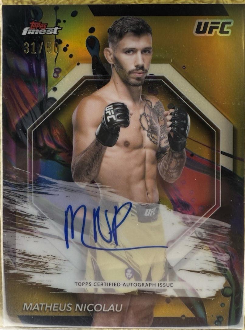 Matheus Nicolau 2024 Topps Finest UFC Finest Autographs #FA-MNU Gold Refractor