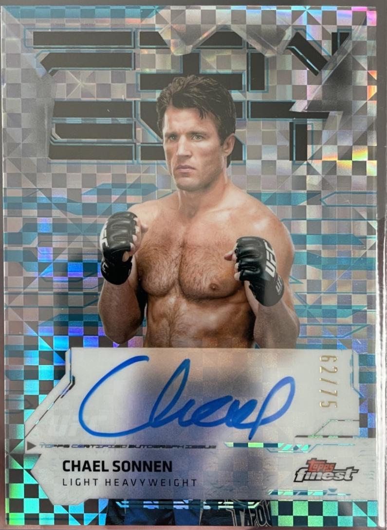 Chael Sonnen 2025 Topps Finest UFC Finest Autographs #FA-CS Blue Checkerboard Refractor