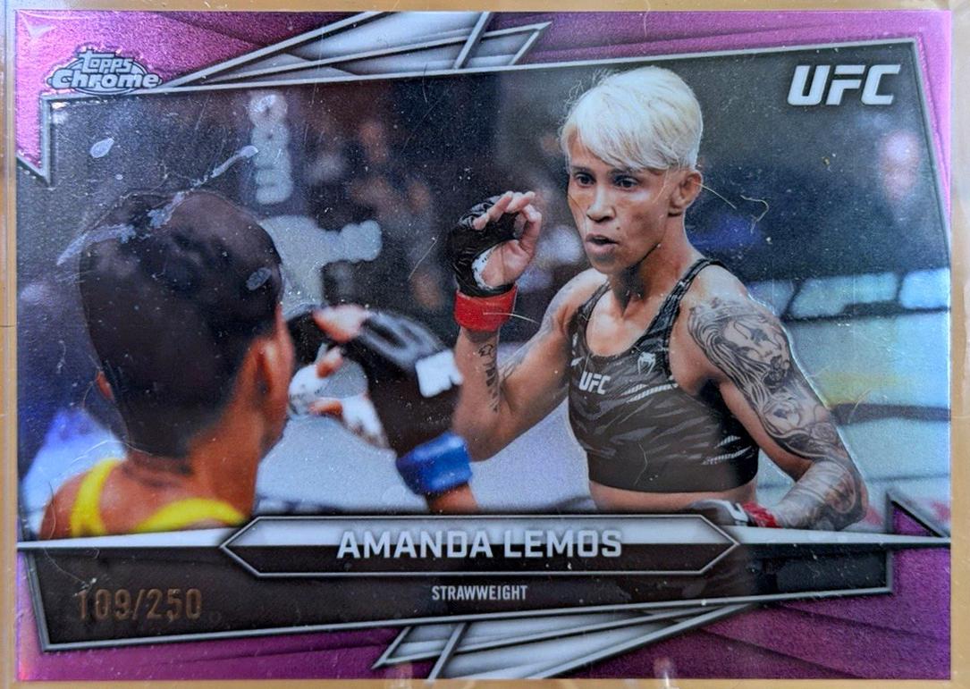 Amanda Lemos 2026 Topps Chrome UFC Base #112 Purple Geometric Refractor