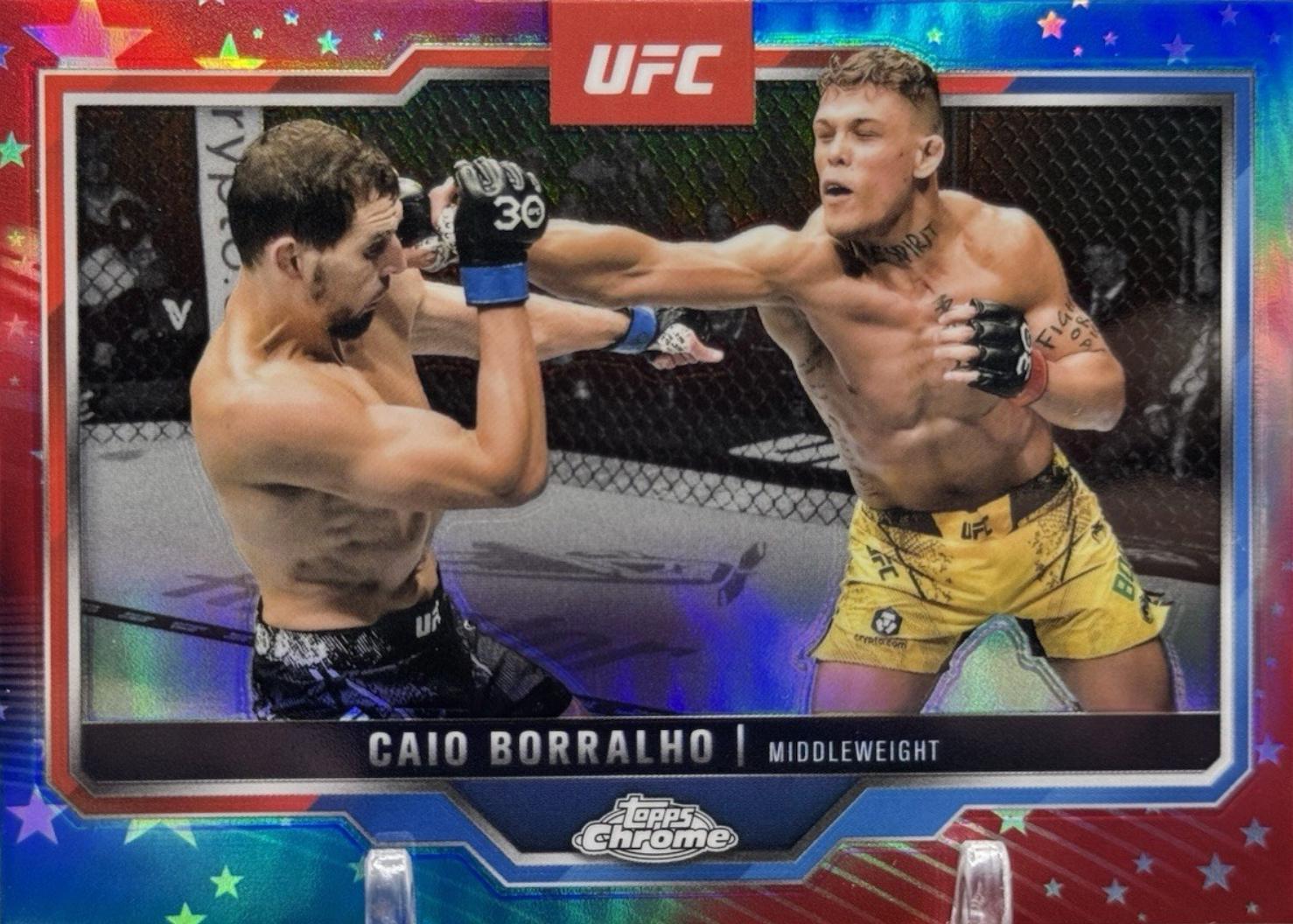 Caio Borralho 2025 Topps Chrome UFC Base #49 Red & Blue Refractor