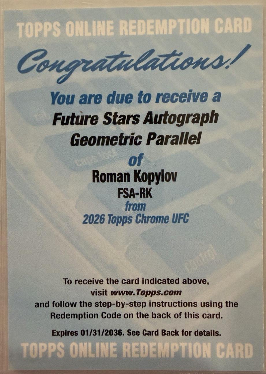 Roman Kopylov 2026 Topps Chrome UFC Future Stars Autographs #FSA-RK Red Geometric Refractor