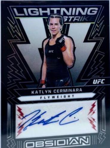 Katlyn Cerminara 2023 Panini Chronicles UFC Obsidian Lightning Strike Signatures #29 White Mojo