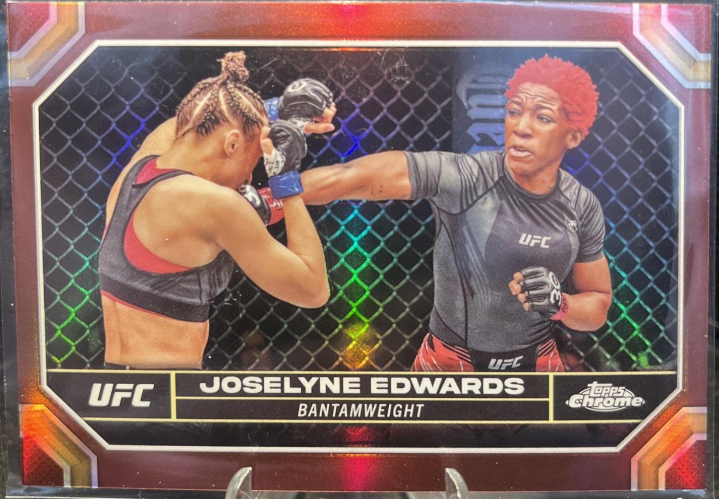 Joselyne Edwards 2024 Topps Chrome UFC Base #99 Magenta Refractor