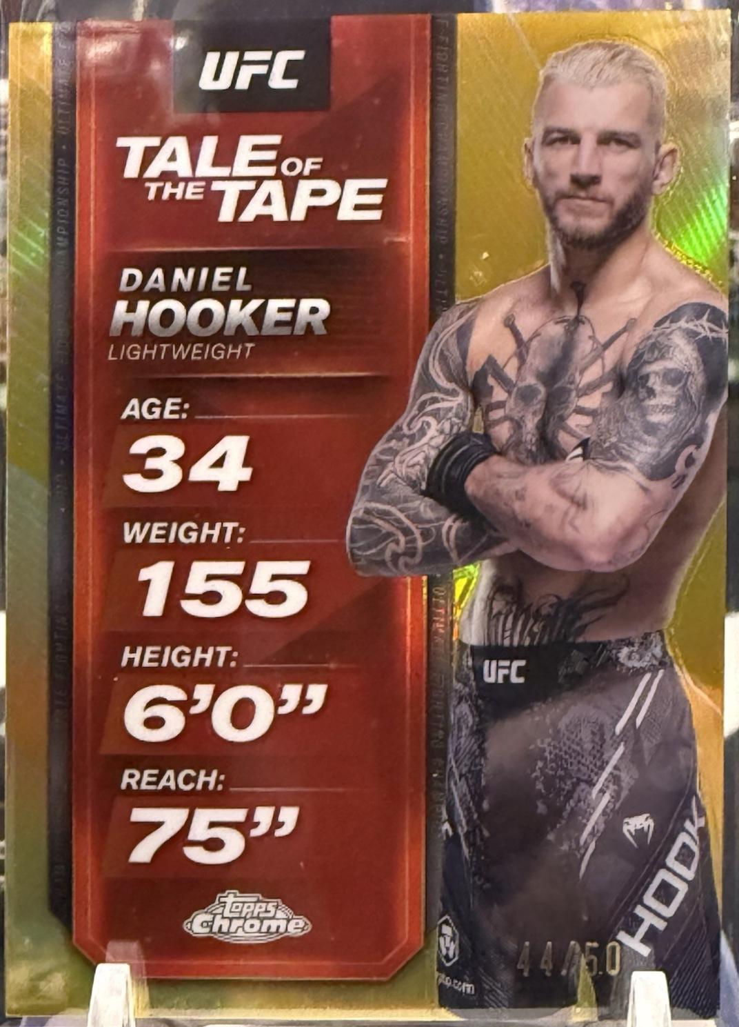 Dan Hooker 2025 Topps Chrome UFC Tale of the Tape #TTT-8 Gold Refractor