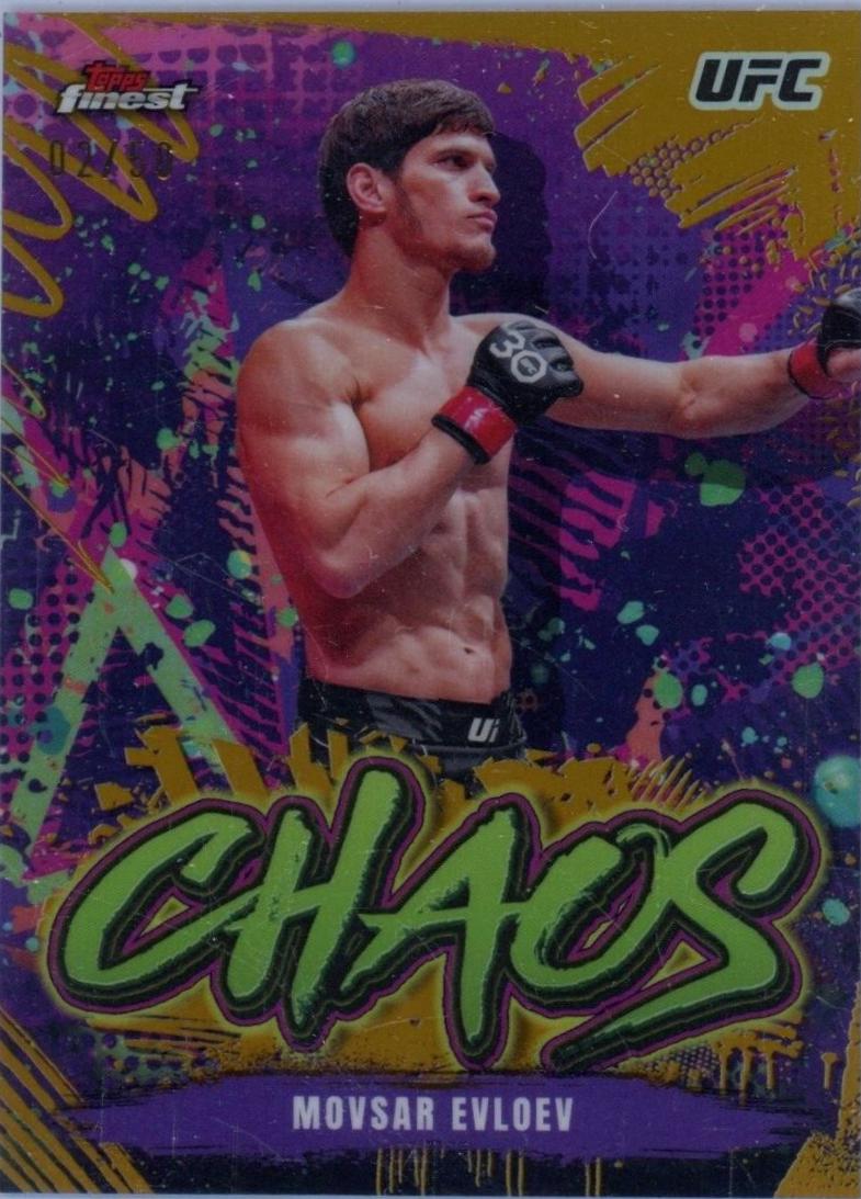 Movsar Evloev 2024 Topps Finest UFC Chaos #CHA-14 Gold Refractor