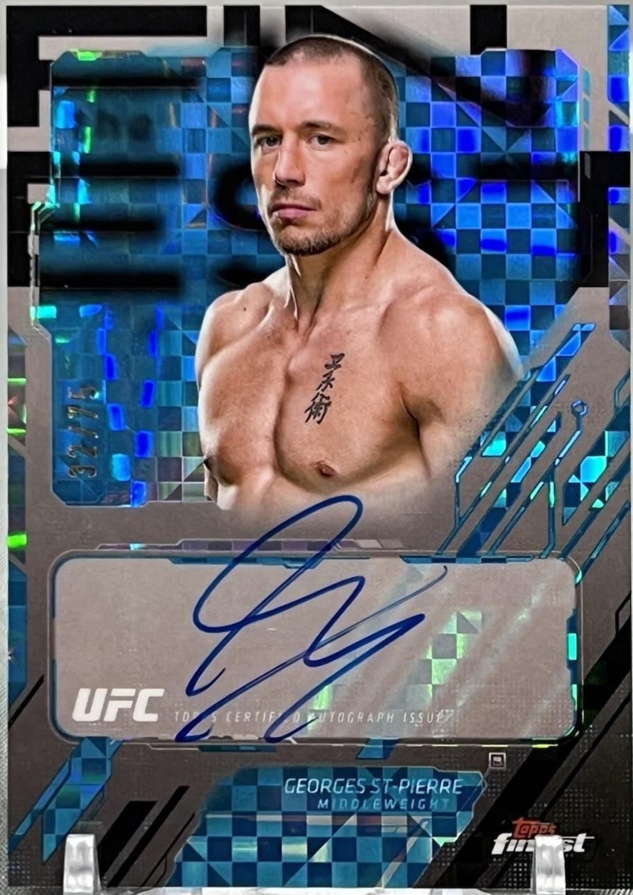 Georges St-Pierre 2025 Topps Finest UFC The Finest #TFA-GS Blue Checkerboard Refractor