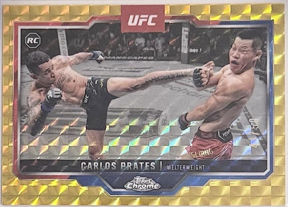 Carlos Prates 2025 Topps Chrome UFC Base #40 Gold Geometric Refractor