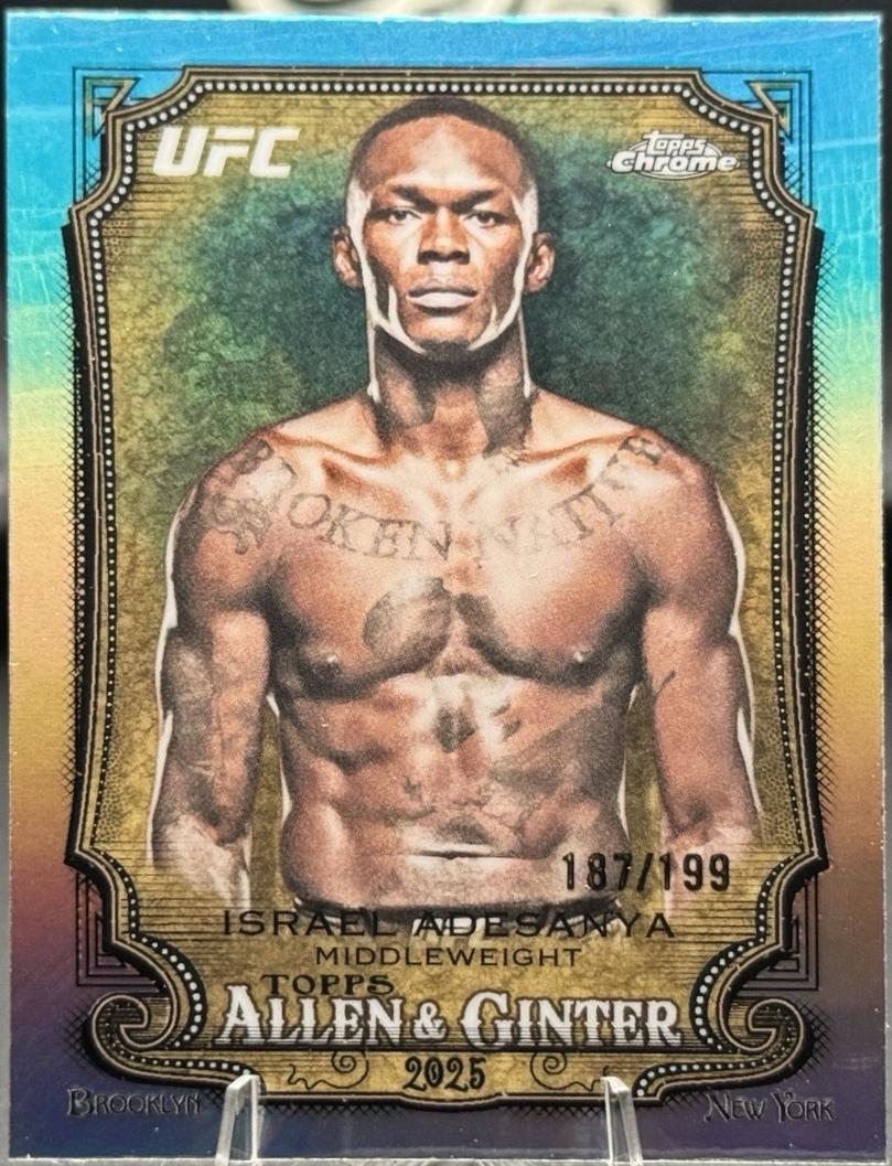 Israel Adesanya 2026 Topps Chrome UFC Allen & Ginter #AG-10 Aqua Refractor