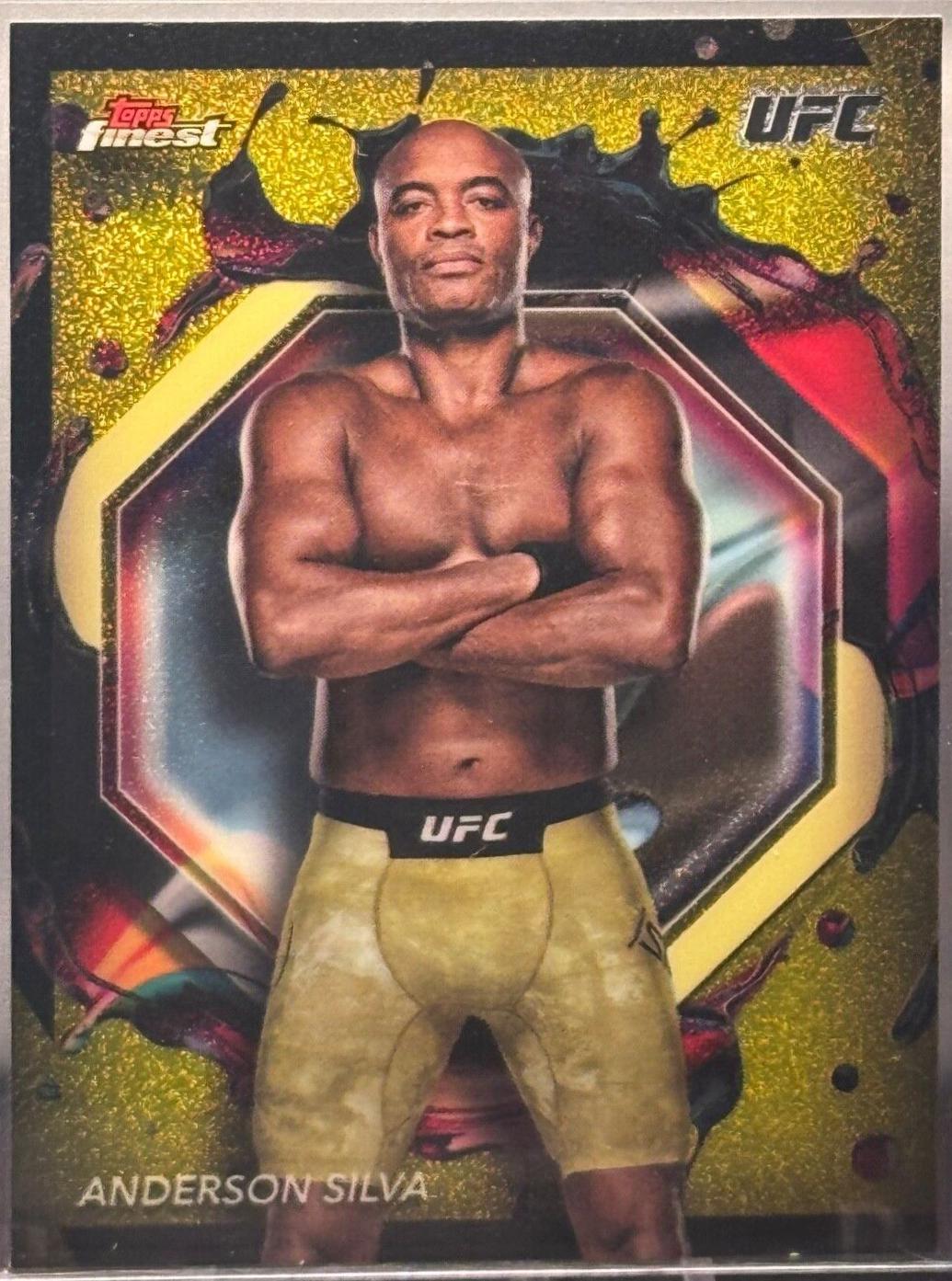 Anderson Silva 2024 Topps Finest UFC Base Rare #237 Yellow Glitter Refractor