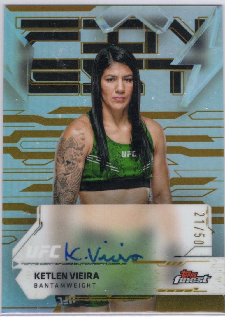 Ketlen Vieira 2025 Topps Finest UFC Finest Autographs #FA-KV Gold Refractor