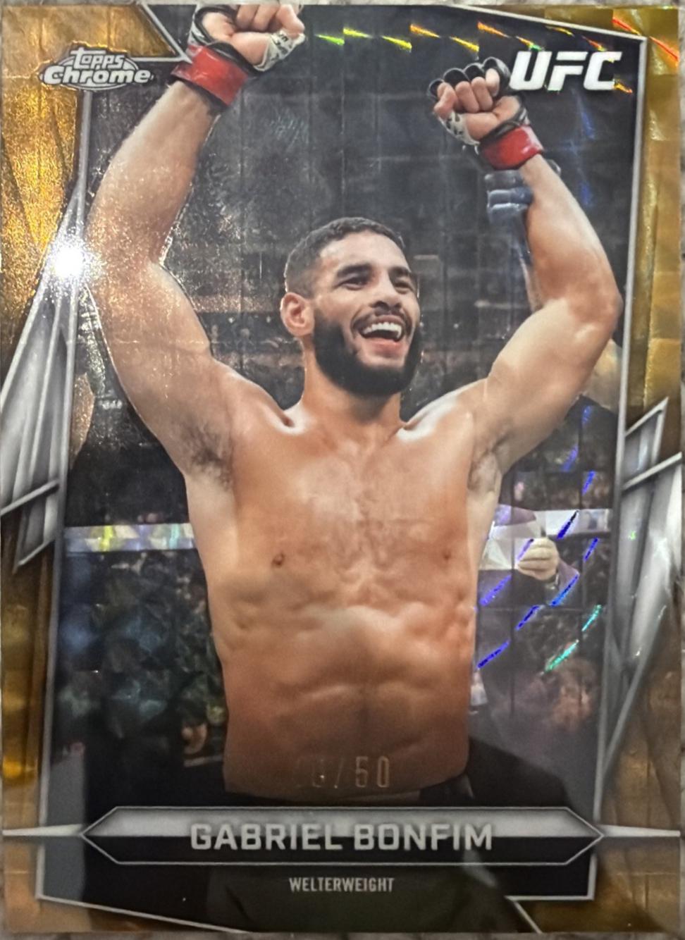 Gabriel Bonfim 2026 Topps Chrome UFC Base #114 Gold Geometric Refractor