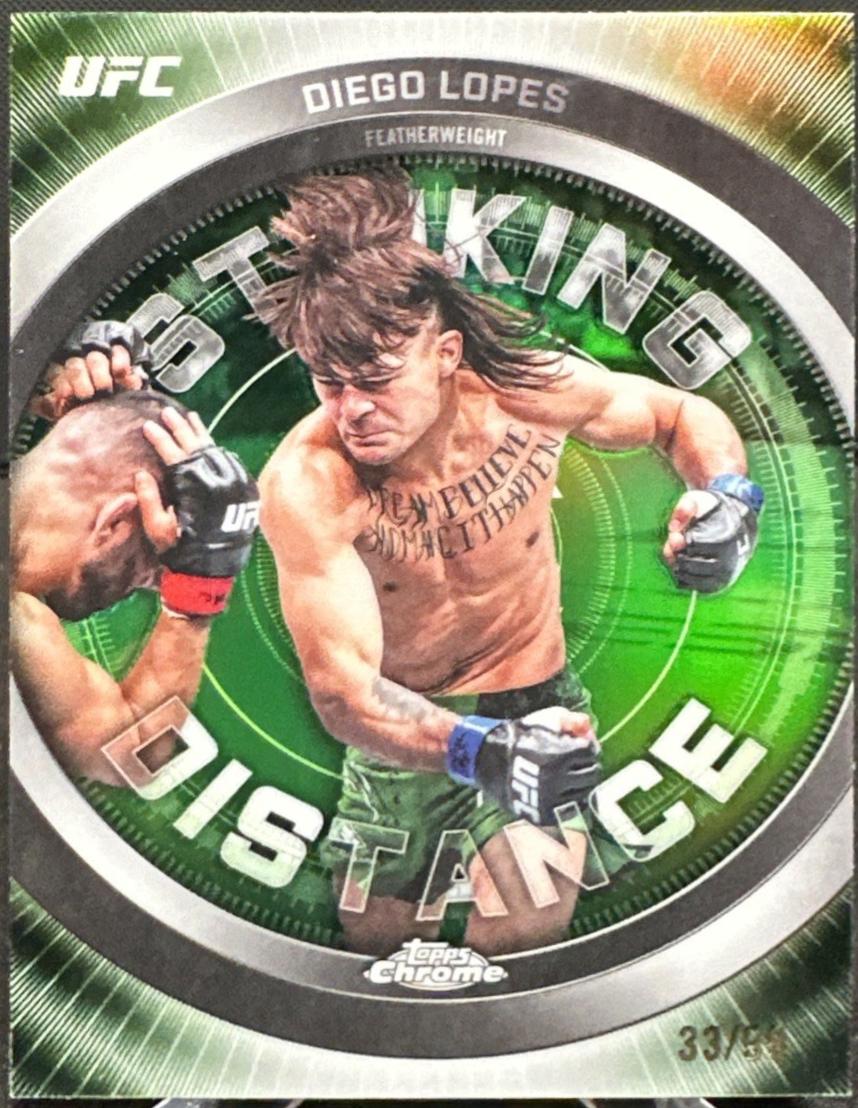 Diego Lopes 2026 Topps Chrome UFC Striking Distance #SD-26 Green Refractor