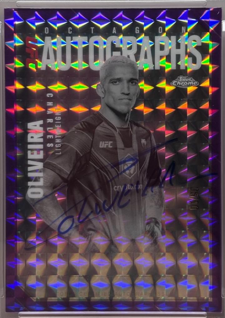 Charles Oliveira 2025 Topps Chrome UFC Octagon Legends Autographs #OLA-CO Geometric Purple Refractor
