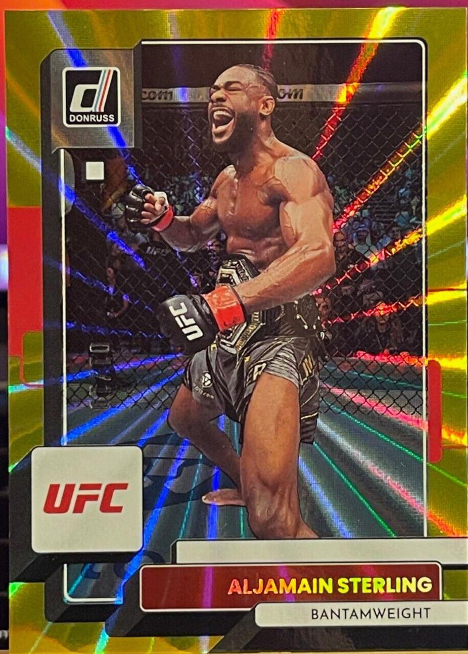 Aljamain Sterling 2023 Panini Donruss UFC Base #116 Gold Laser