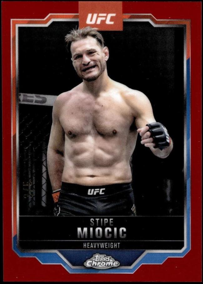 Stipe Miocic 2025 Topps Chrome UFC Base #122 Red Refractor