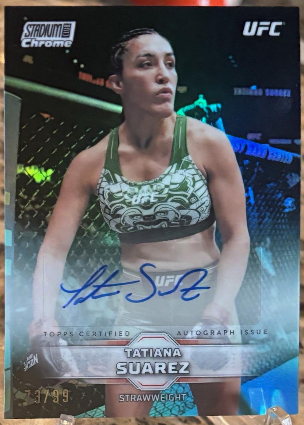 Tatiana Suarez 2026 Topps Stadium Club UFC Chrome Autographs #CAV-TSZ Turquoise Refractor