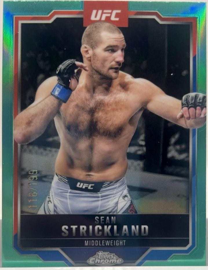 Sean Strickland 2025 Topps Chrome UFC Base #74 Aqua Refractor