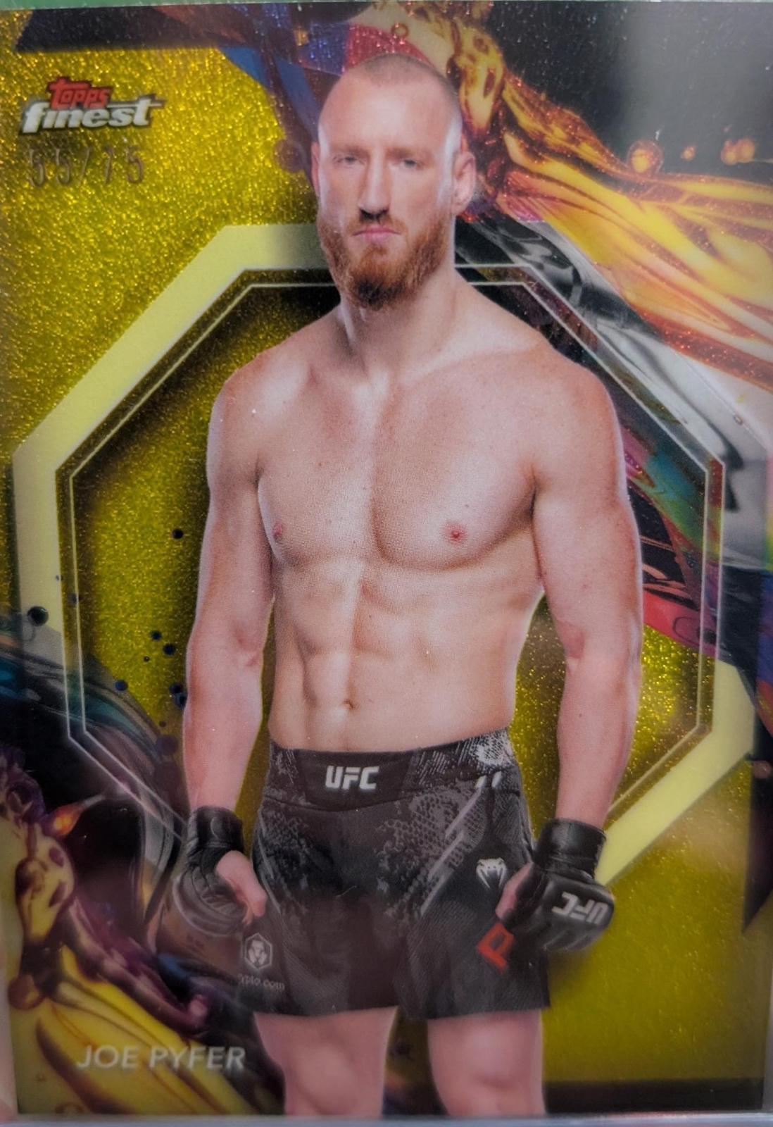 Joe Pyfer 2024 Topps Finest UFC Base Uncommon #168 Yellow Glitter Refractor