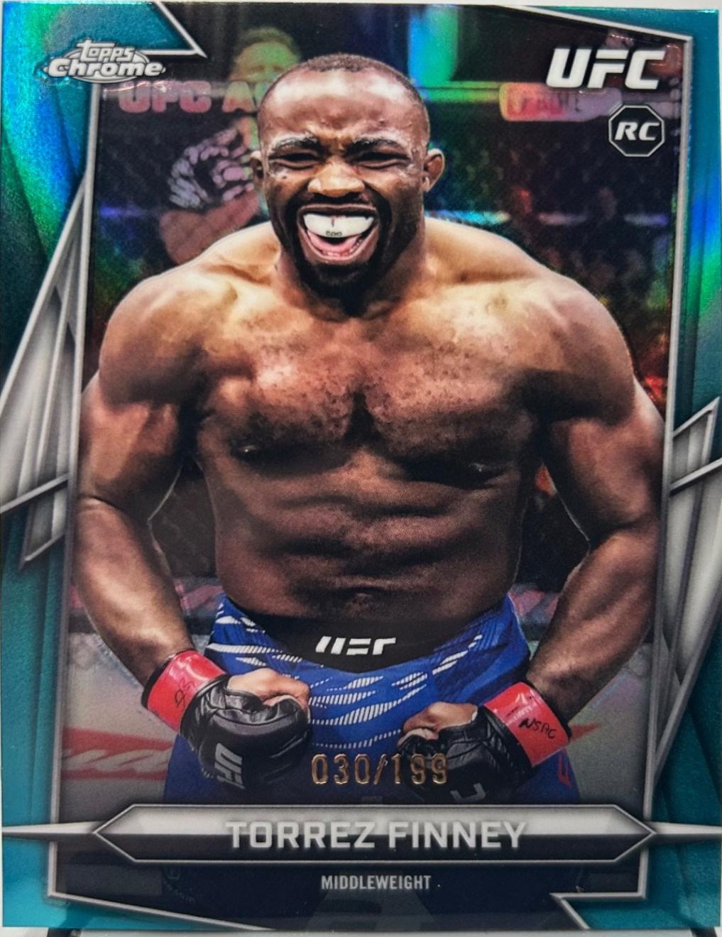 Torrez Finney 2026 Topps Chrome UFC Base #166 Aqua Refractor