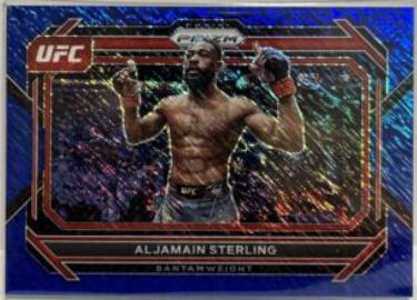 Aljamain Sterling 2023 Panini Prizm UFC Base #56 Blue Shimmer