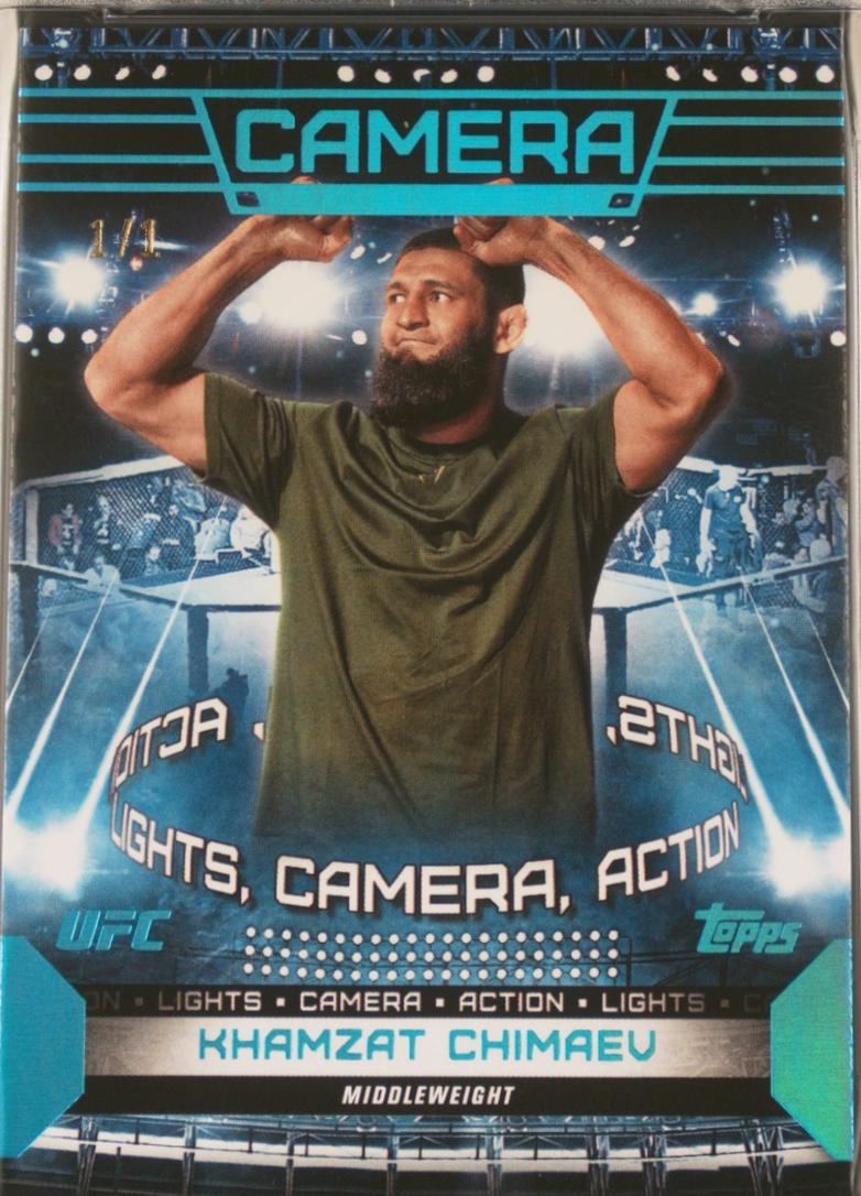 Khamzat Chimaev 2024 Topps Knockout UFC Camera (Lights, Camera, Action) #CAM-12 Platinum